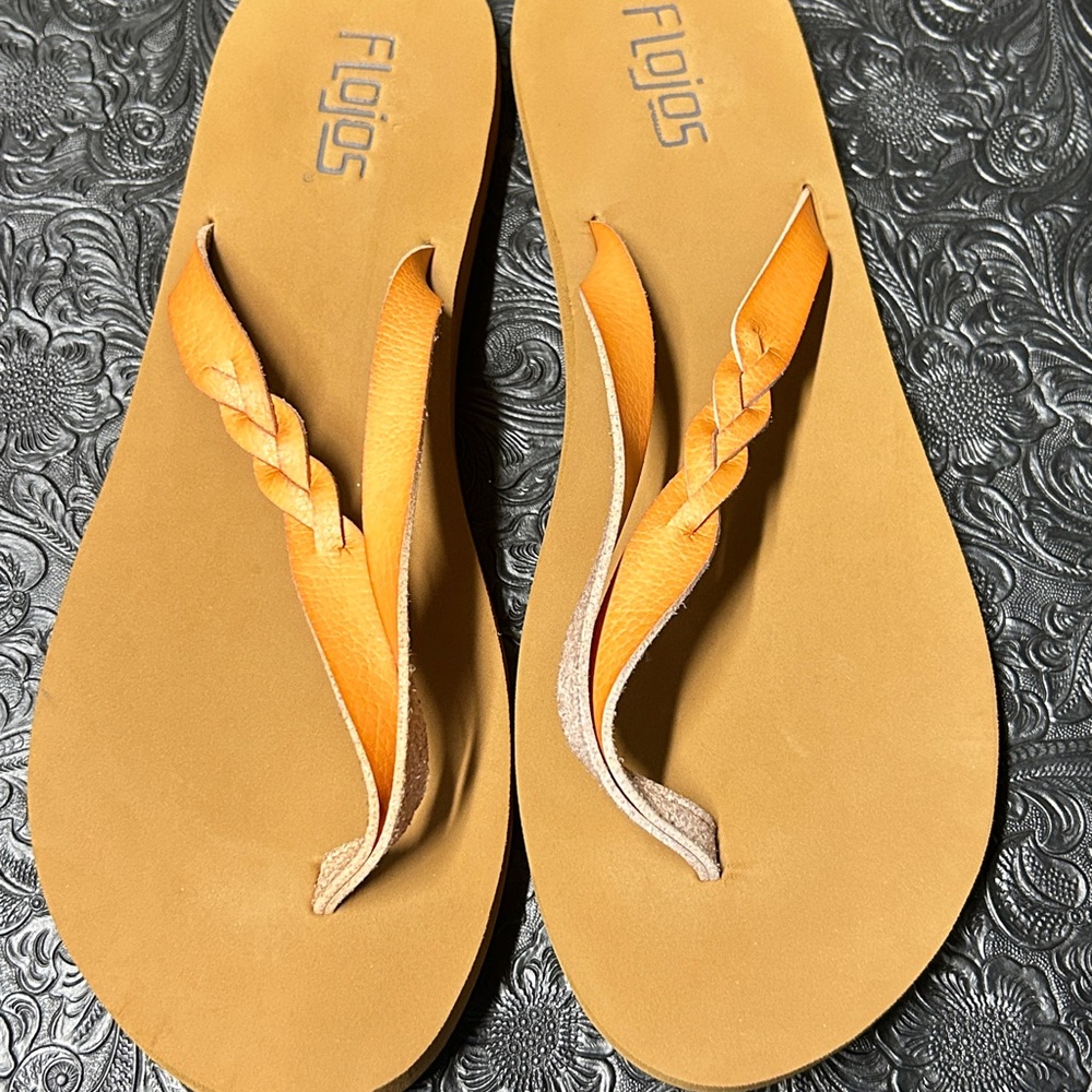 Flojos Women's Orange and Tan Braided Sandals